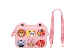 Bolsa transversal infantil com decoração de desenho animado faça você mesmo, absorção de impacto, cor rosa.
