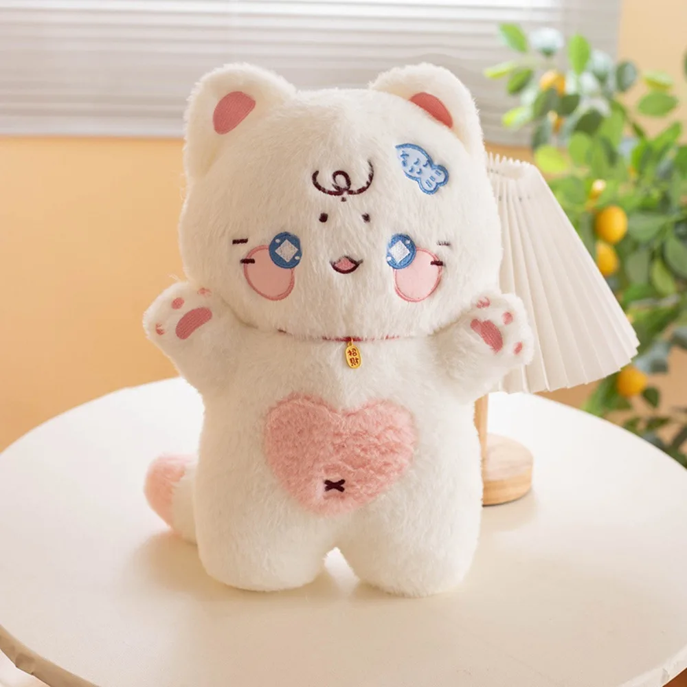 Almofada de Gato Branco Fofo e Sortudo em Algodão Pp, 38 Cm MDUG (estilo 1)