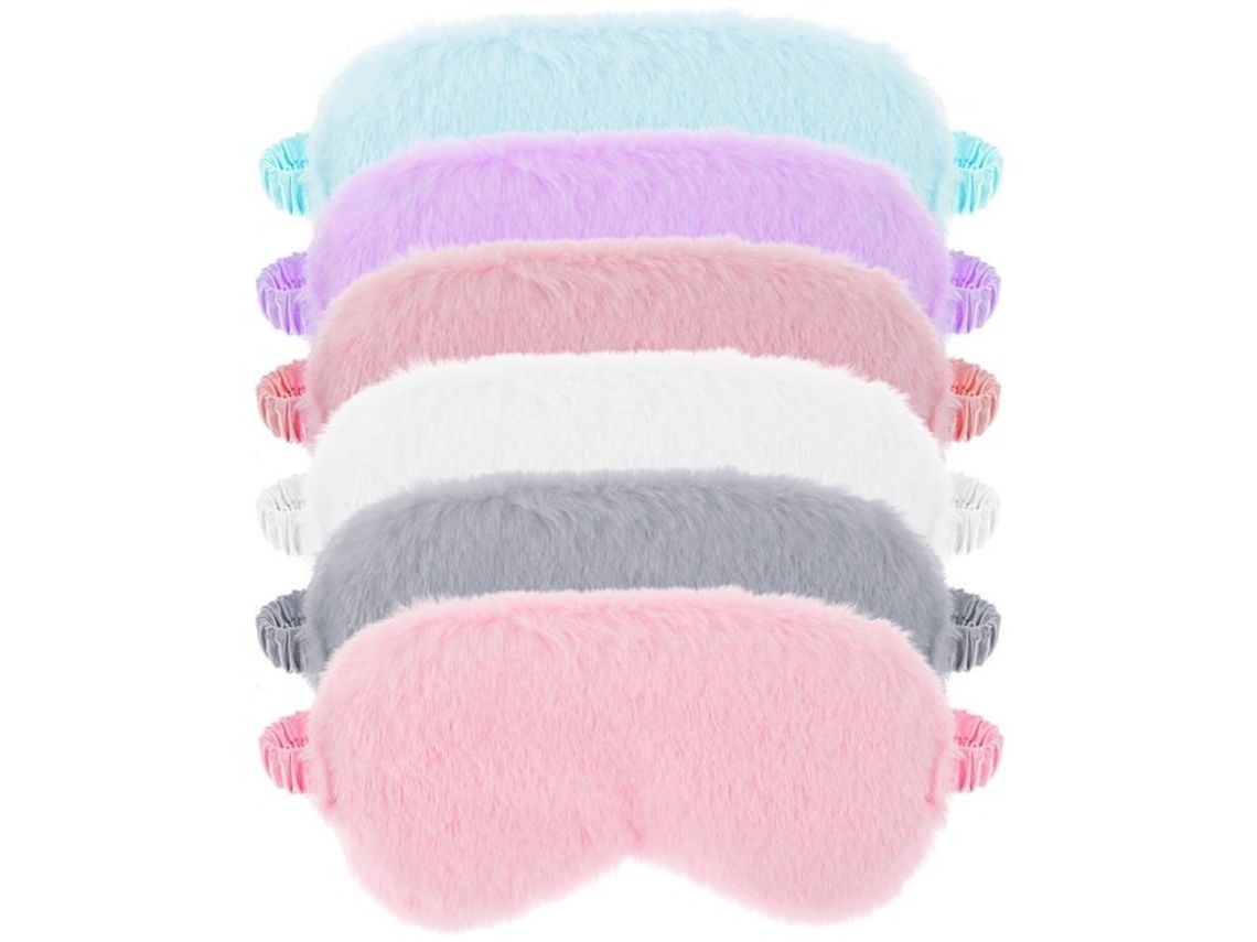 6 Stks Pluche Oogmasker Voor Slapen Zacht Donzige Satijnen Oogmasker Comfortabel Oogmasker Slaap Faux Fur Oogdekking Satijnen Dutje Nacht Oogschaduw V