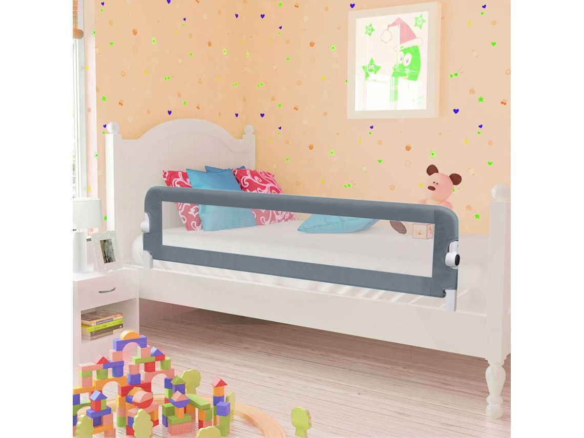 Vidaxl Barra De Segurança P/ Cama Infantil 120x42cm Poliéster Cinzento