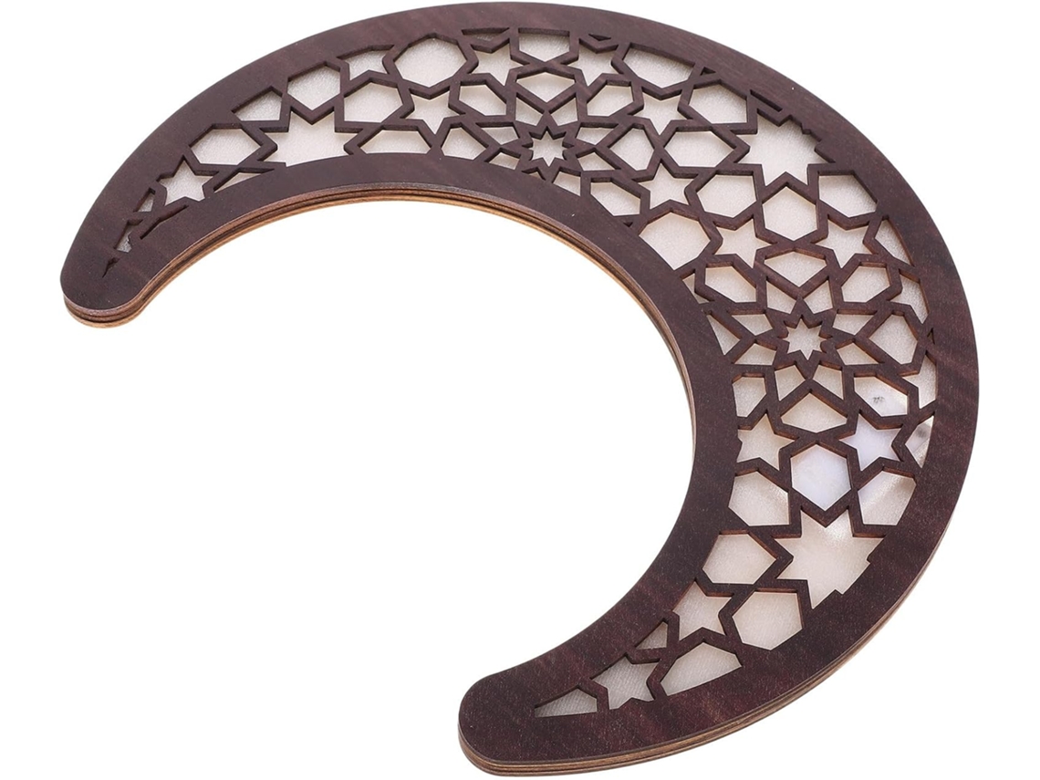 Luminária De Parede Em Forma Lua Madeira Com Design Esculpido,