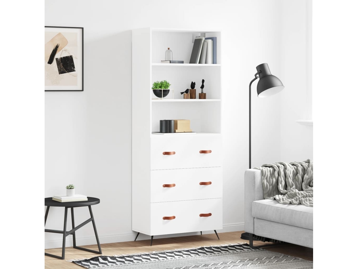 Vidaxl Armário Alto 69,5x34x180 Cm Derivados De Madeira Branco