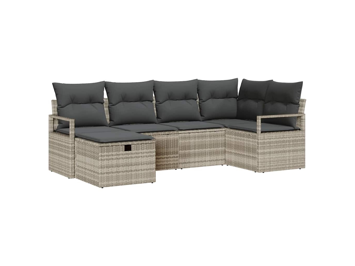 Maison Exclusive - Conjunto De Sofás Com Almofada 6 Pcs Cinzento-claro Vime Pe