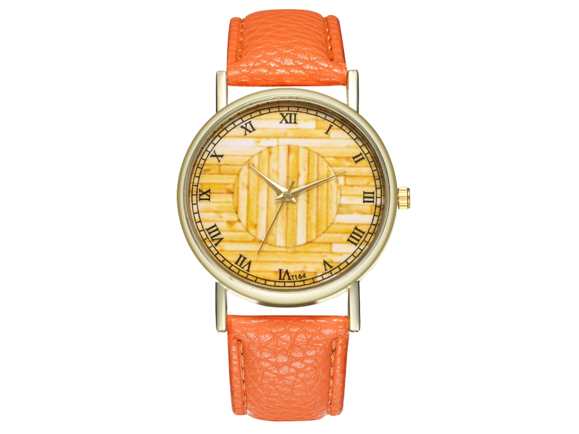 Reloj De Pulsera Analógico De Dial Redondo De Cuarzo Moda (naranja)
