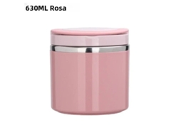 Garrafa Térmica Portátil em Aço Inoxidável com Alça para Alimentos. MDUG (rosa 630ml)