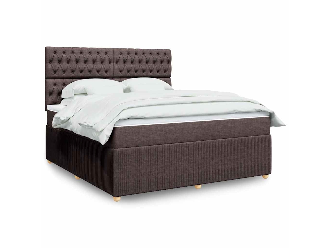 Vidaxl Cama Com Molas/colchão 180x200 Cm Tecido Castanho-escuro