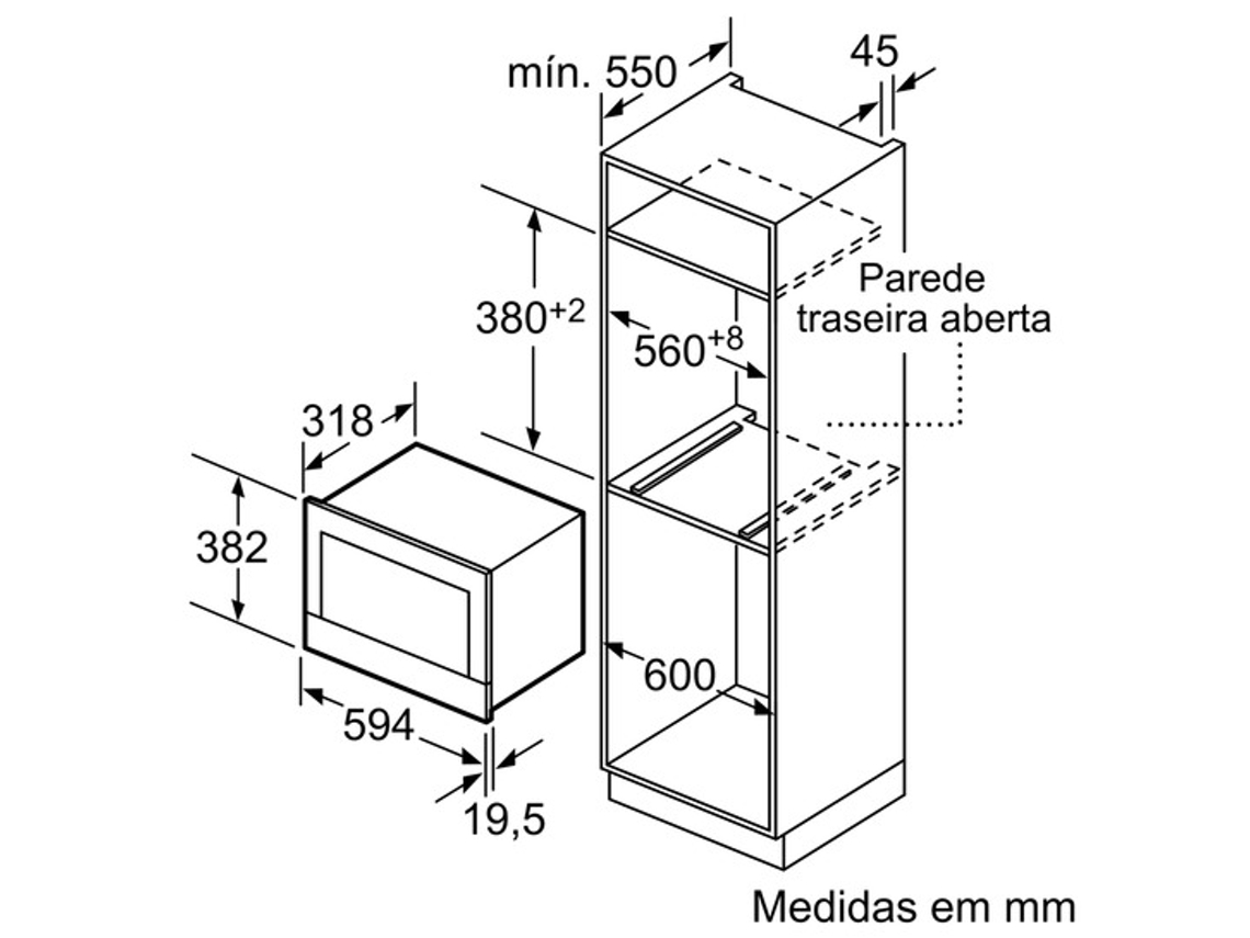 Micro-ondas Encastre SIEMENS BF634LGW1 (21 L - Sem Grill - Branco)