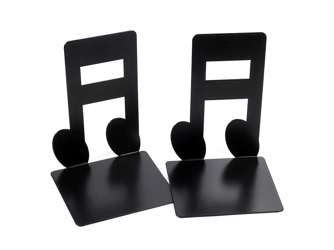 Conjunto de Dois Suportes para Livros em Metal Maciço com Tema Musical Criativo, Perfeitos para Crianças e Amantes da Música BRILVIBERA