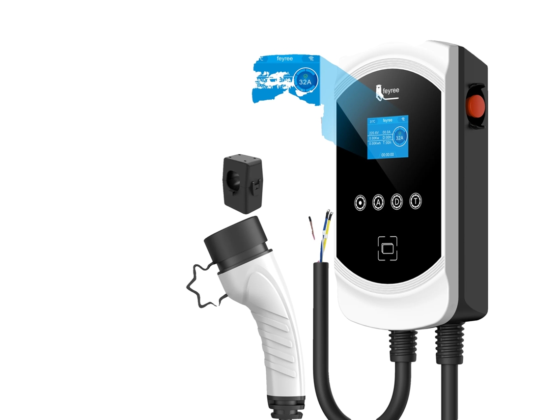Carregador De Ev, Balanceamento De Carga Inteligente, Monitoramento Em Tempo Real, 7.6kw 32a 1 Fase, Tipo2