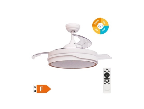 Ventilador De Teto Lentini Com Luz Led Regulável E Controle Remoto Branco E Efeito Madeira Niaros (36w 3cct 3547lm)