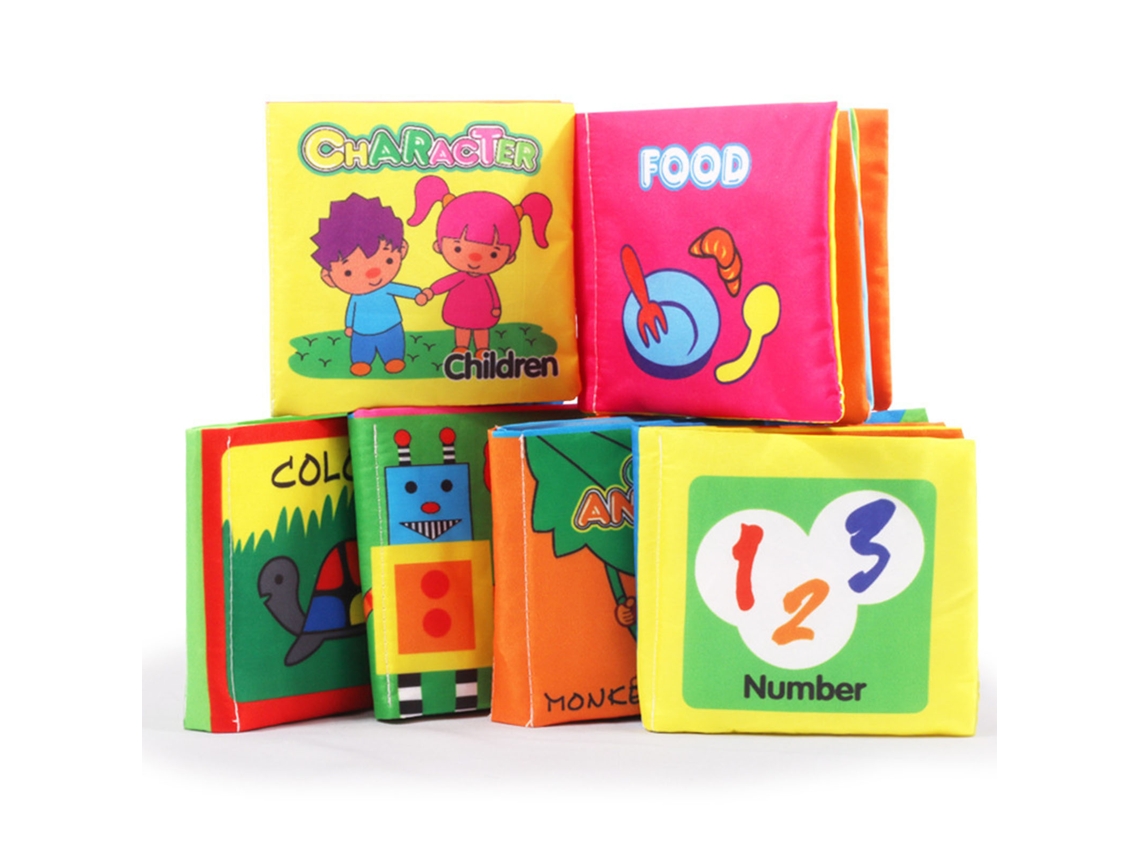 Primerox 6pcs Livro de Tecido para Bebê Lavável Educação Brinquedos Presente para Bebês