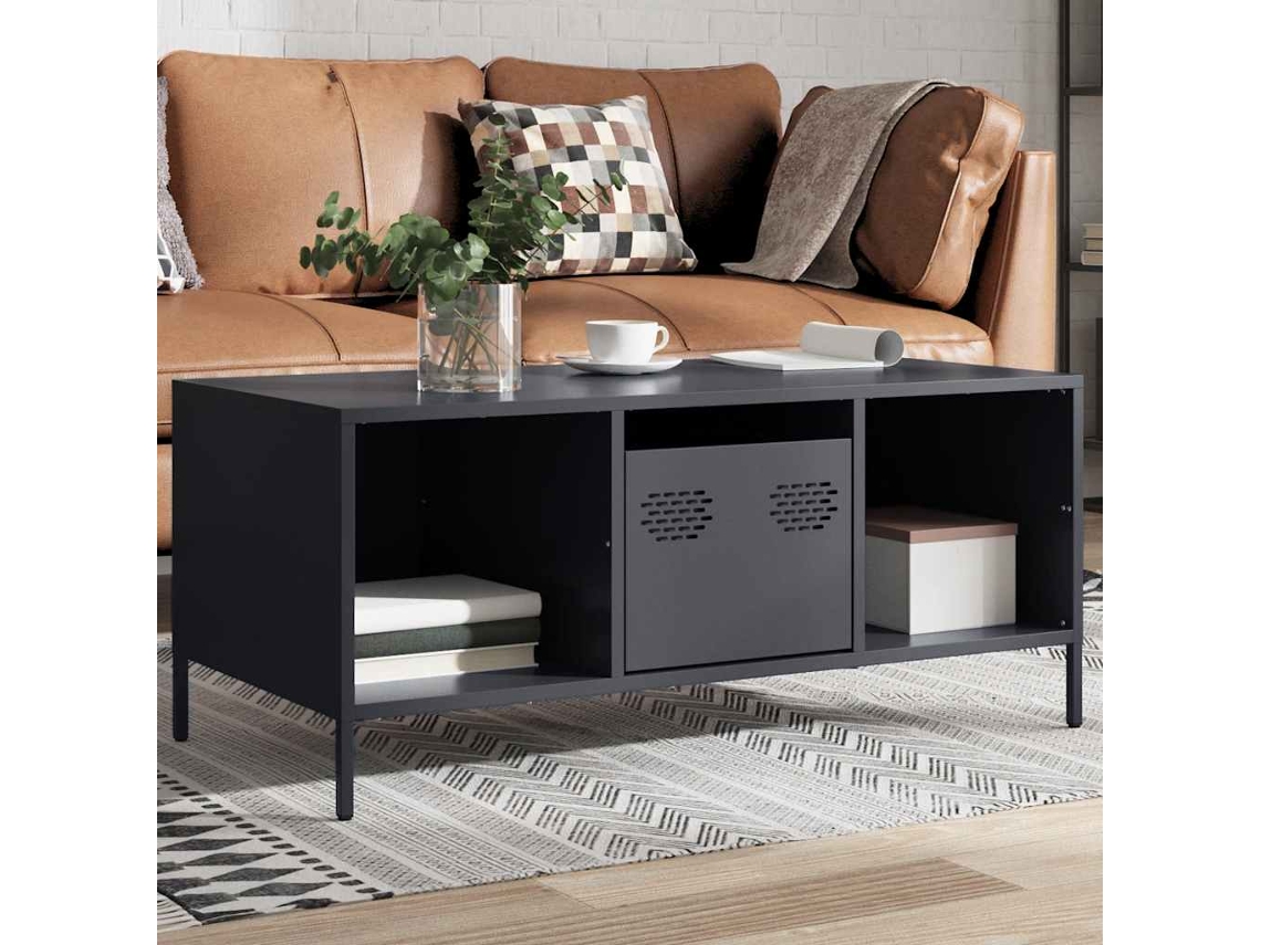 Vidaxl Mesa De Centro 101,5x50x43,5 Cm Aço Laminado A Frio Antracite