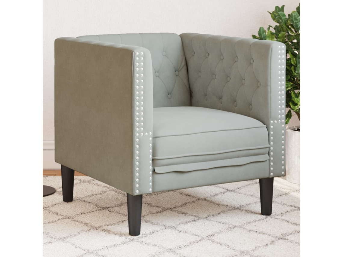 Vidaxl Sofá Chesterfield Veludo Cinzento claro