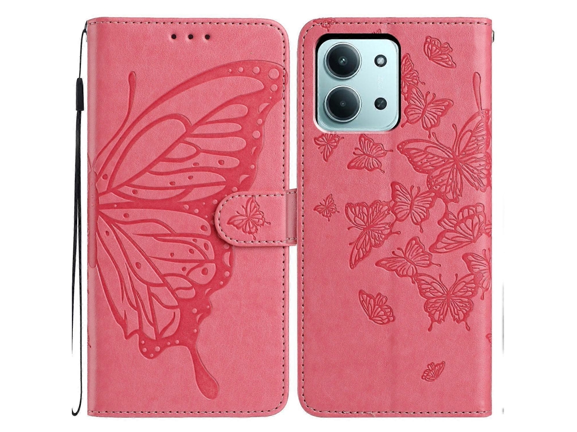 Capa De Celular Em Couro Com Estampa De Borboletas Em Relevo Para Redmi 15c 5g/4g (173 Mm, Tamanho Europeu).