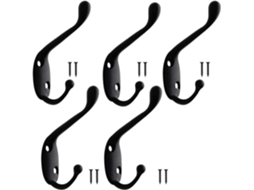 Conjunto De 5 Ganchos Pretos Para Casacos, Ganchos De Metal Estilo Vintage Para Parede, Ganchos Resistentes Para Porta, Cabideiro De Parede