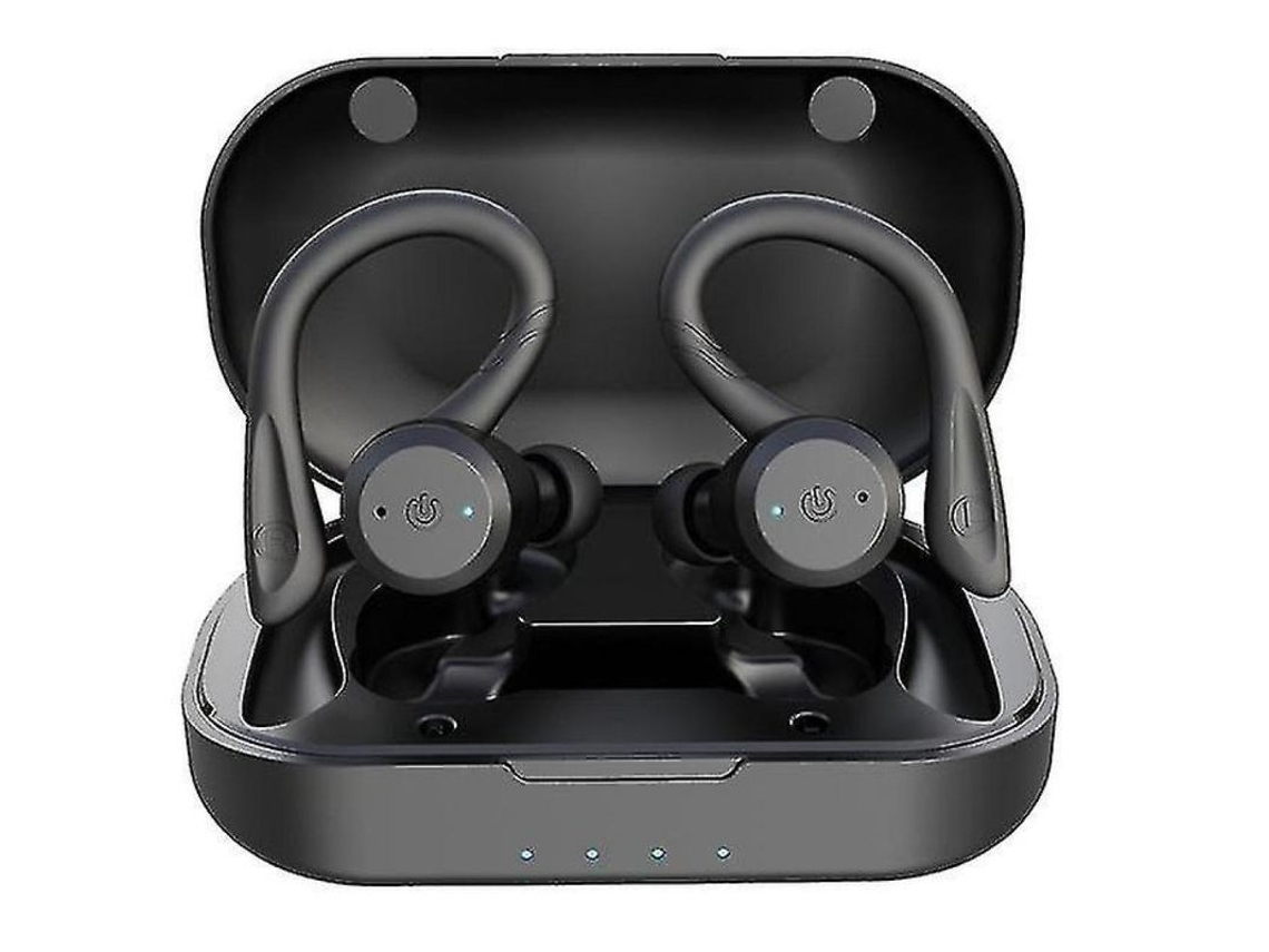 Fones de Ouvido Bluetooth Waterproof IPX7 para Esportes, TWS, Estéreo, Carregamento Rápido Preto