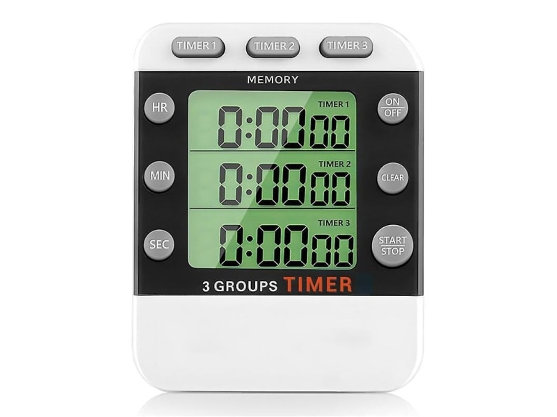 Temporizador Digital Duplo Para Cozinha, Com 3 Canais Para Cima/para Baixo, Temporizador Triplo Para Cozimento, Visor, Alarme Sonoro Potente