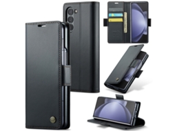 Capa Para Samsung Galaxy Z Fold5 Borboleta Fivela Litchi Textura De Telefone De Couro Rfid Antirroubo Preta