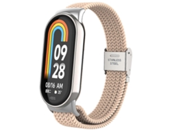 Pulseira De Relógio Xiaomi Mi Band 8 Com Cabeça De Metal E Fivela Ajustável Em Nylon Trançado E Aço.
