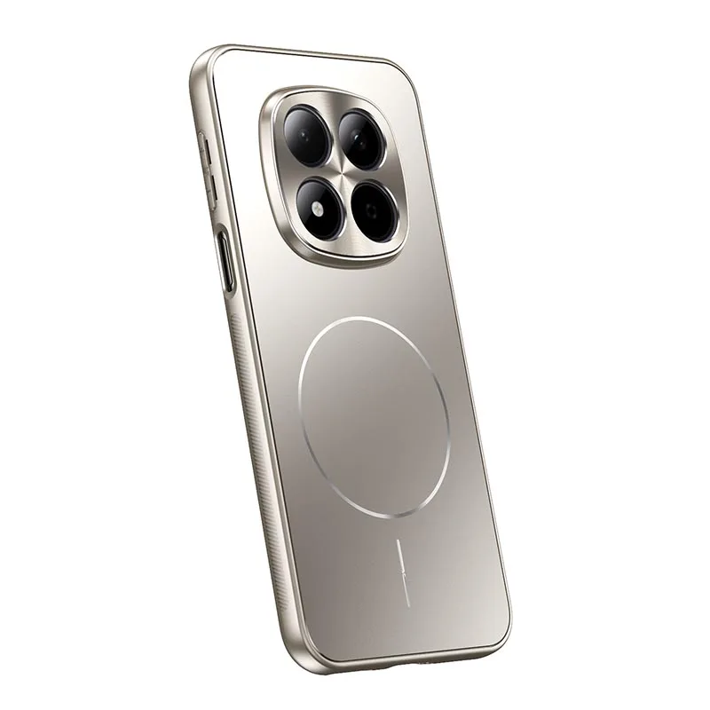 (cinza, Redmi K80 Pro) Capa Protetora Magnética Para Celular Com Textura De Cd Em Metal, À Prova De Choque E Com Acabamento Fosco.