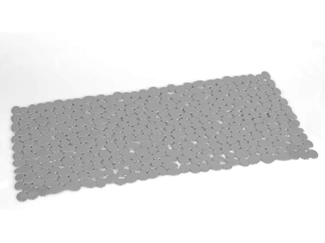 Tapete Anti derrapante para Casa de Banho com Ventosas Dimensões: 35 X 70 Cm em Resina Cinzento Lavável na Máquina Limpeza Profunda STELASPLEN