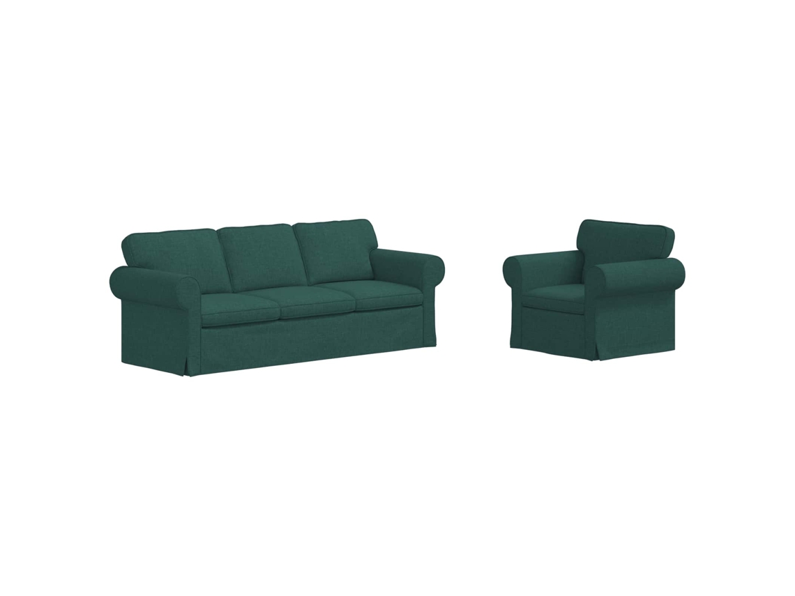 Maison Exclusive - Conjunto De Sofás 2 Unid. Verde Escuro Tecido