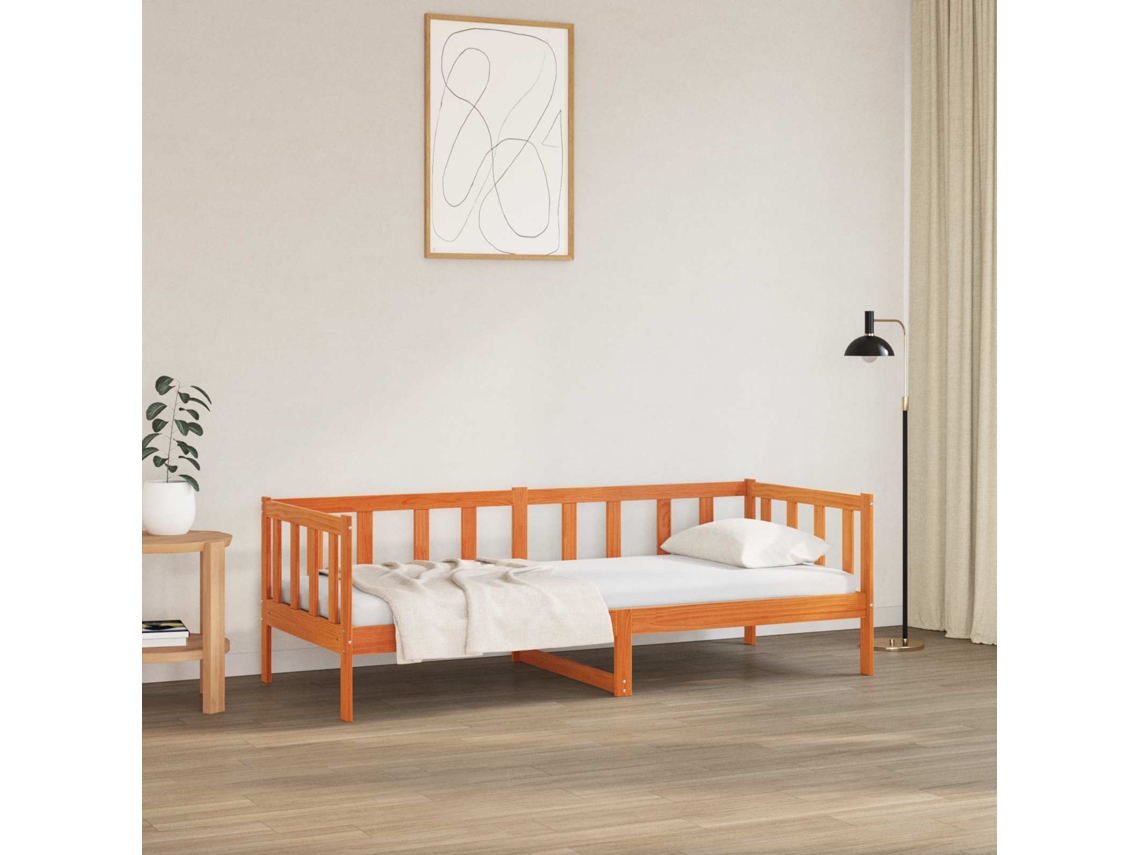 Vidaxl Estrutura da Cama com Cabeceira Marrom Cera 90 X 190 Cm