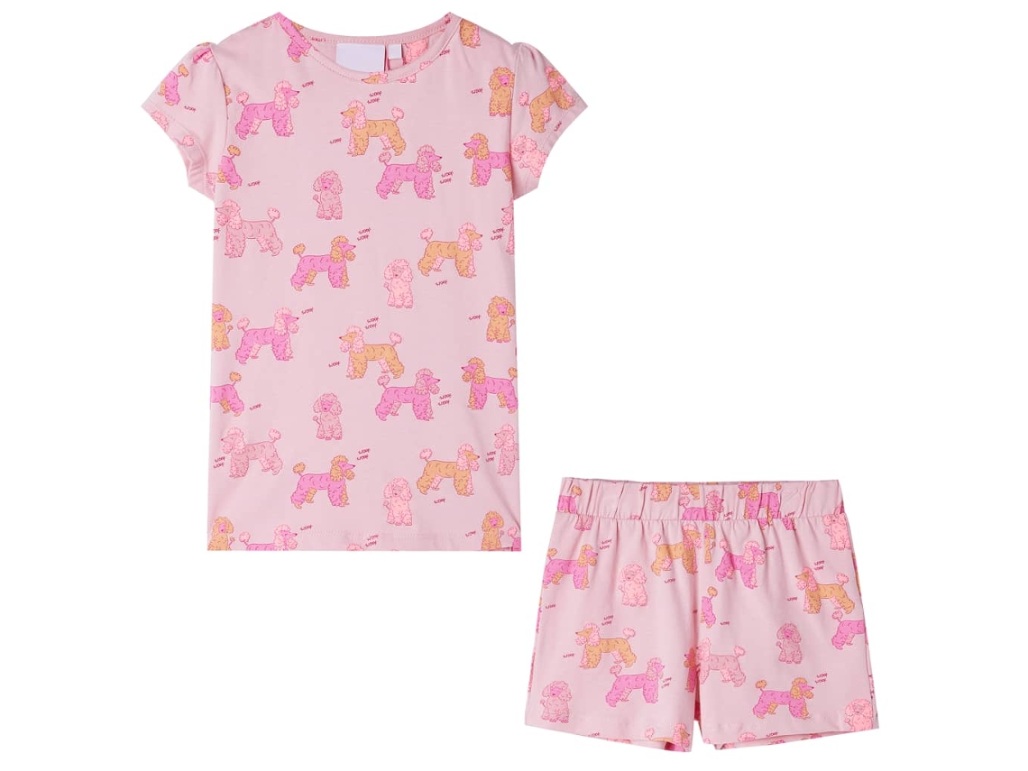 Pijama De Manga Curta Para Criança Rosa-claro 128