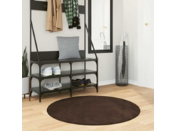 Vidaxl Tapete De Pile Médio, Macio E Lavável Huarte Castanho Ø 100 Cm