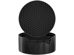 Conjunto 8 Bases De Silicone Decoração De Mesa Isolante Térmico Bases Para Bebidas Antiaderente Silicone Preto Dureforward