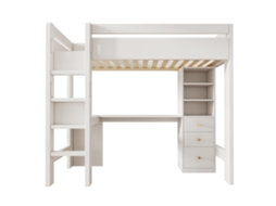 Beliche Infantil L com Escrivaninha, prateleiras, gavetas e Carregador Usb Tipo C, cama Solteiro 90x200 Cm Branca, sem Colchão PAPRIKA
