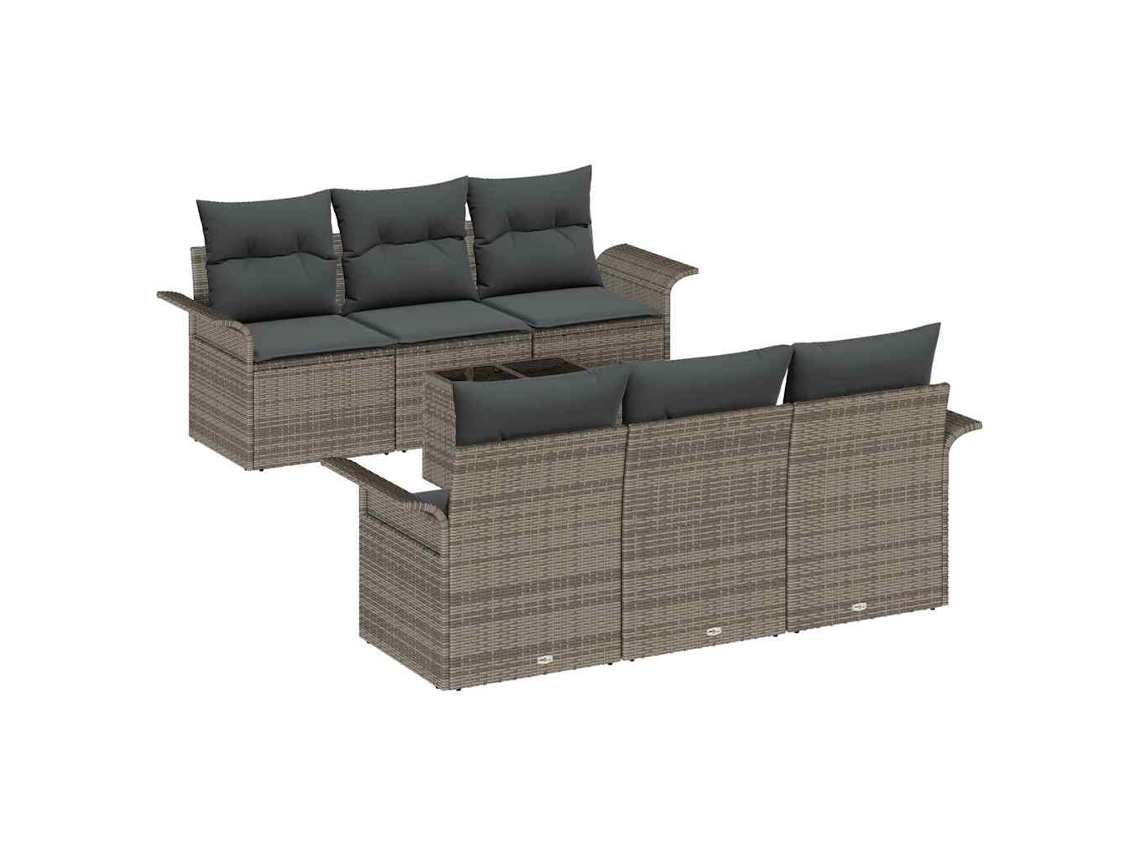 Maison Exclusive - Conjunto De Sofá De Jardim Com Almofada 7 Pcs Cinzeto Vime Pe