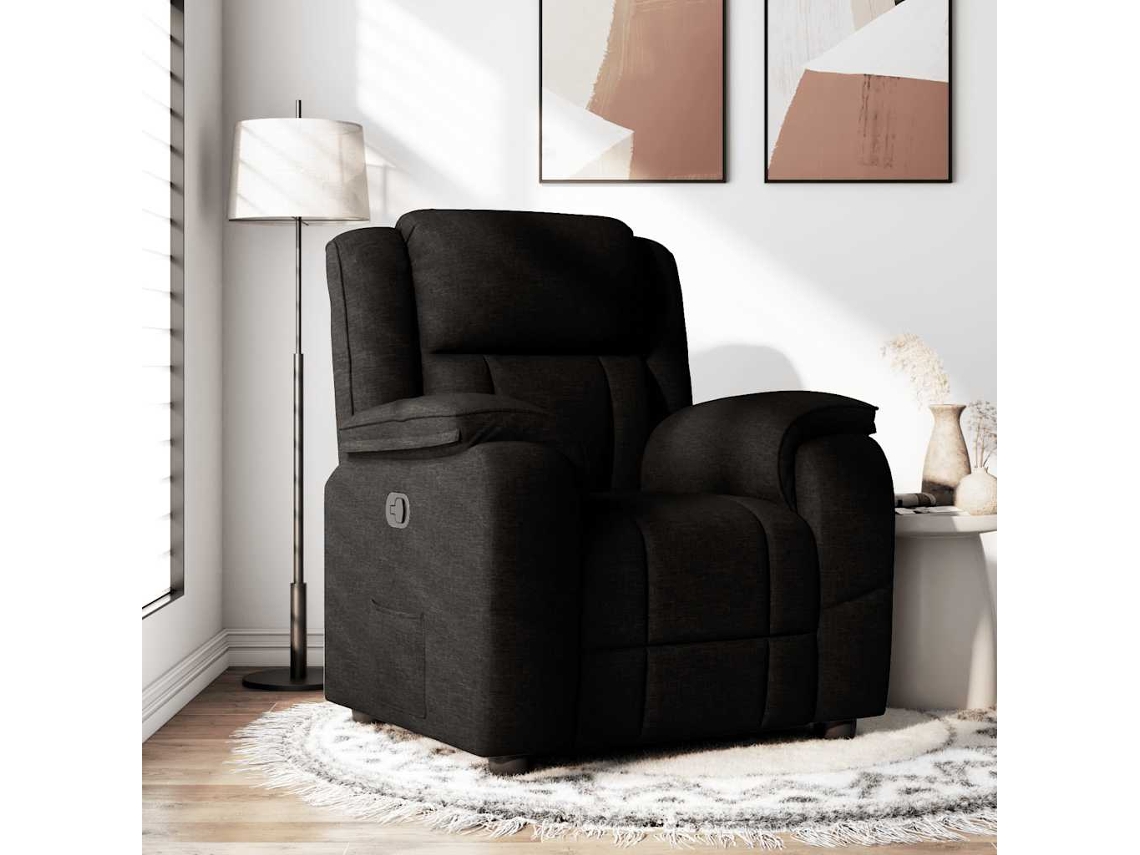 Vidaxl Poltrona Reclinável Tecido Preto