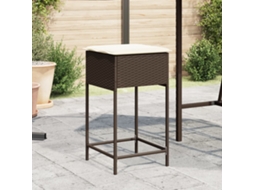 Vidaxl Bancos De Bar Para Jardim Com Almofadões 2 Pcs Vime Pe Castanho