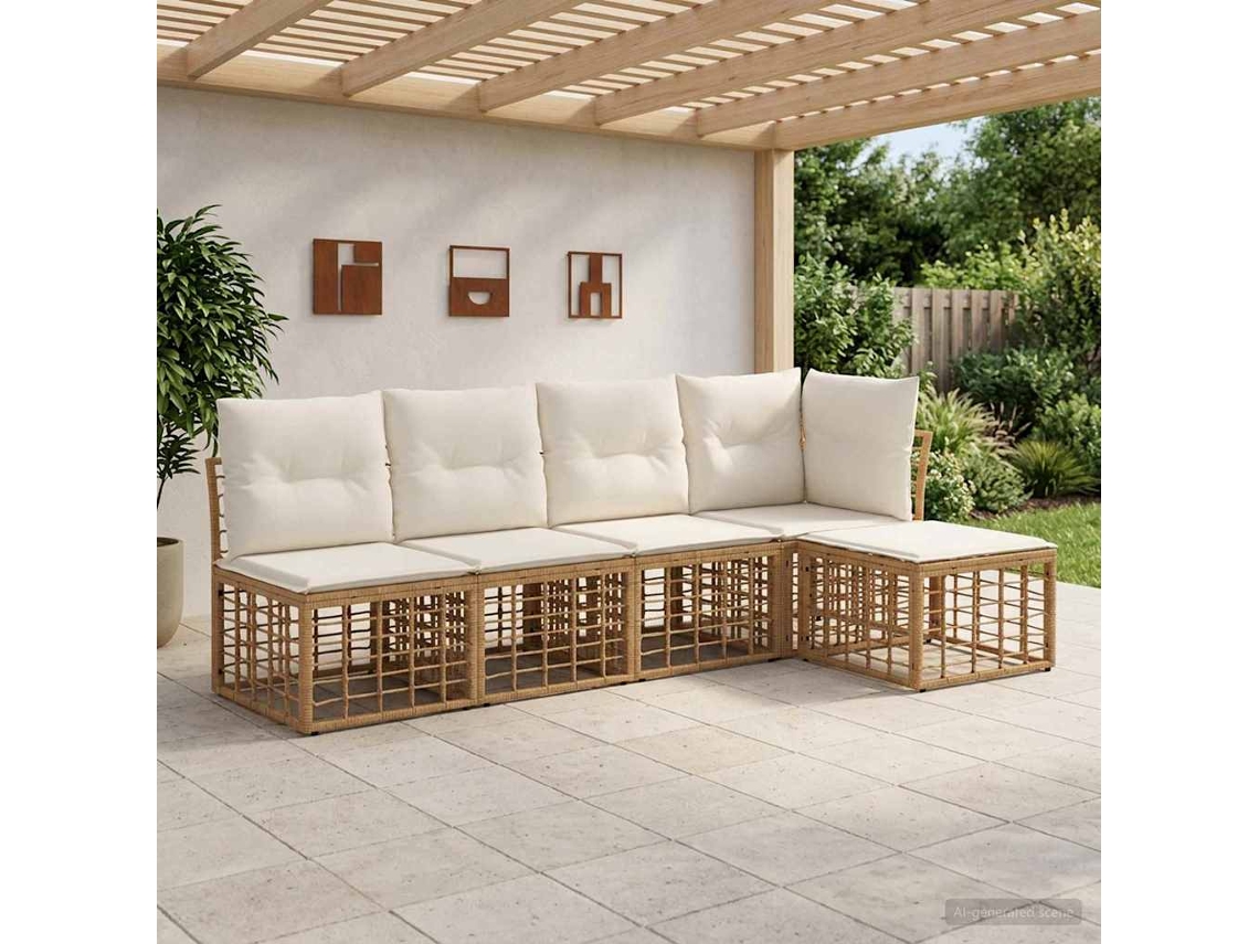 Vidaxl Conjunto De Sofás Para Exterior Natural Poliéster