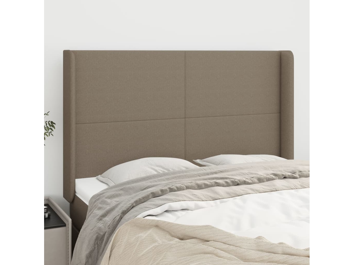 Vidaxl Cabeceira Cama Abas Tecido 147x16x118/128 Cm Cinza-acastanhado