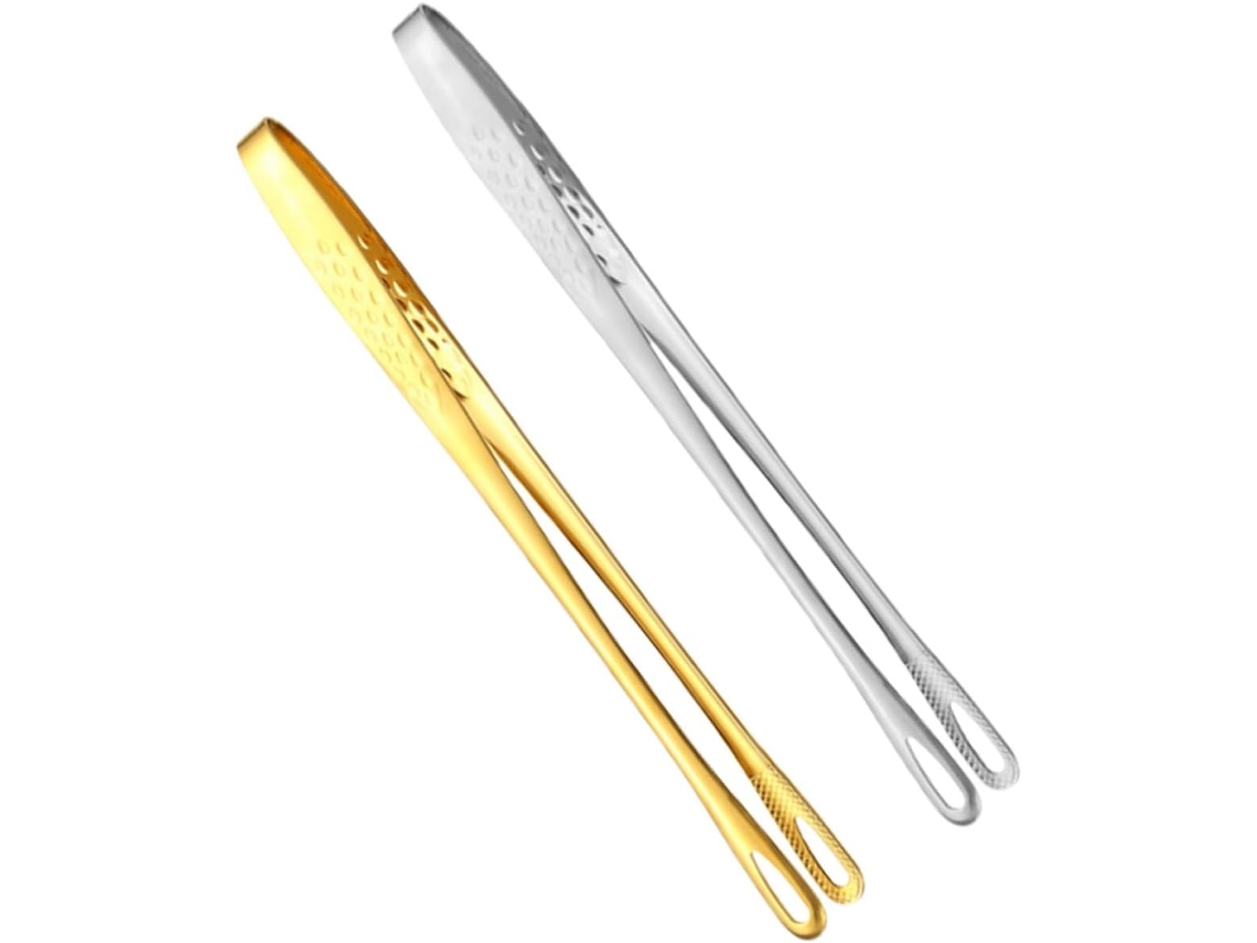 Pinças Para Churrasco, Conjunto De 2, Feitas De Aço Inoxidável 304 Resistente E Fácil Limpar, Cor Prata, Para