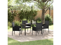 Vidaxl Conjunto De Jantar Para Jardim 5 Unid. Preto Vime Pe