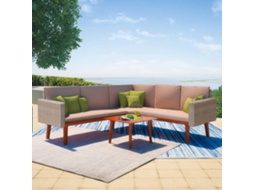 Vidaxl 4 Pcs Conjunto Lounge De Jardim C/ Almofadões Vime Pe Cinzento