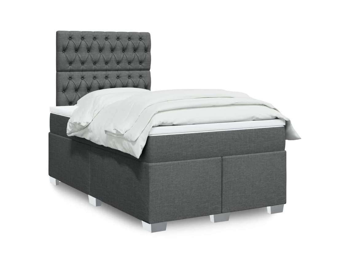 Vidaxl Cama Boxspring Com Colchão 120x190 Cm Tecido Cinzento-escuro