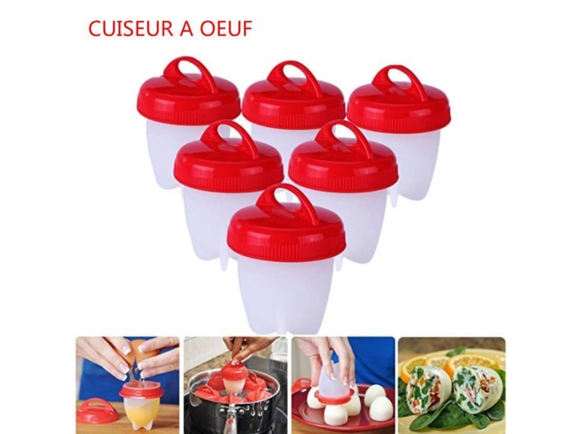 6 unidades/conjuntos panela de ovo, caldeira de ovo de silicone antiaderente, ovos cozidos sem casca (vermelho branco) S/MARCA