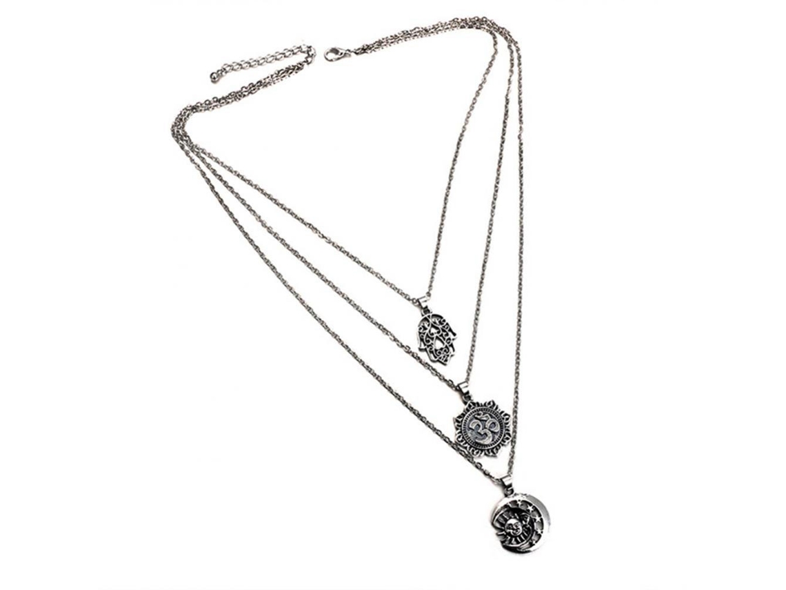 Colar Étnico Com Decoração De Lua E Flor