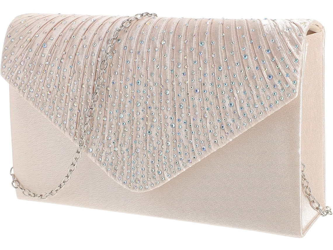 Bolsa De Mão Feminina Ciieeo Em Poliéster Com Strass, Elegante E Perfeita Para Festas.