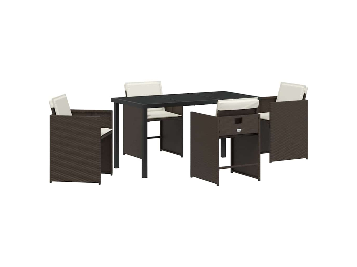 Conjunto 5 De Jantar Para Jardim Vidaxl Castanho Vime Pe