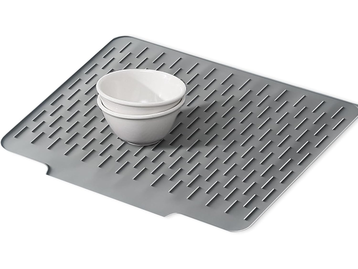 Tapete de Silicone para Secar Louça – Bancada de Cozinha com Base Antiderrapante | Dreno de Água Pratos, Tigelas, Talheres