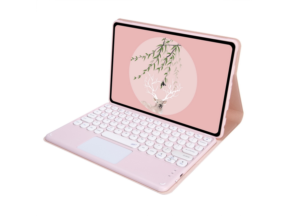 Capa Com Teclado Para Tablet Lurelia, Para Lenovo Xiaoxin Plus 11,5" (2023), Claro, Design Redondo (versão Touchscreen, Rosa, Teclado Bluetooth