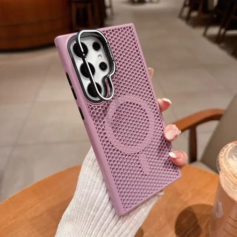 Capa Para Celular Samsung S23 Ultra (roxa Clara) Com Dissipação De Calor Em Malha Tipo Colmeia.