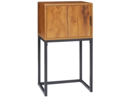 Mesa de Console Industrial, Mesa Lateral, Aparador, 1 Gabinete, Marrom + Preto Ge