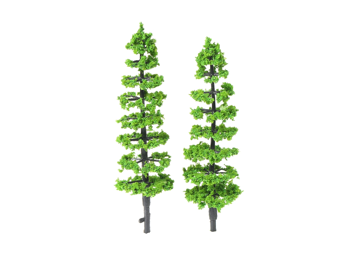 Mali 10 Peças Miniaturas de Árvores de Pinheiro em Plástico para Paisagens, Layouts Ferroviários e Modelos Arquitetônicos Escala 1:100 1:150