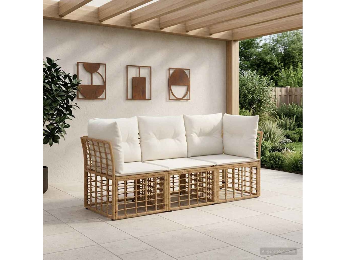 Vidaxl Conjunto De Sofás Para Exterior Natural Poliéster